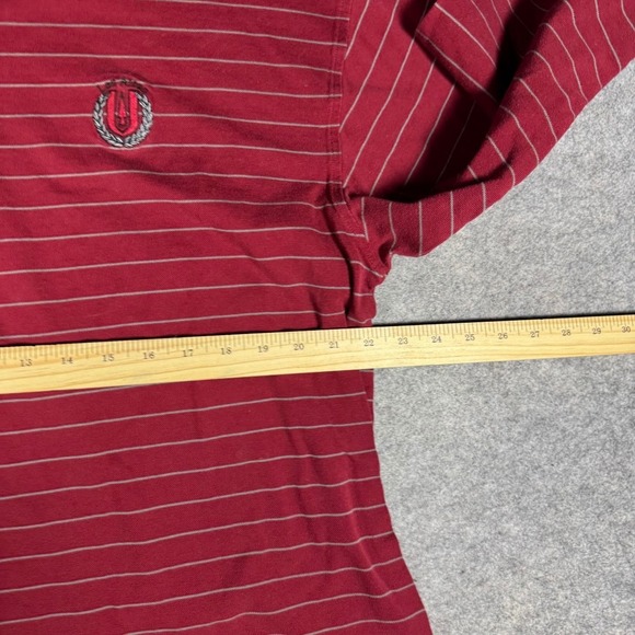 Tommy Hilfiger Golf Mens Large Burgundy Striped Long Sleeve Polo Shirt Los Altos - Picture 6 of 9